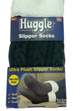 Huggle Slipper Socks Black Cable Knit NWT